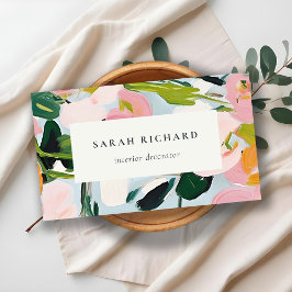 Chic Boho Kleurrijke Roze Blauw Groen Geschilderde Visitekaartje