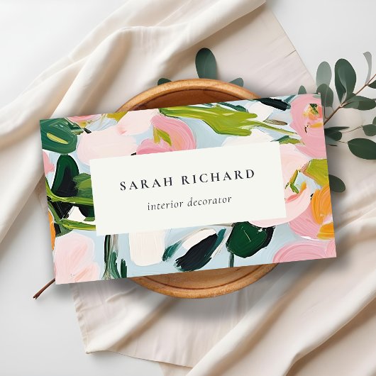 Chic Boho Kleurrijke Roze Blauw Groen Geschilderde Visitekaartje