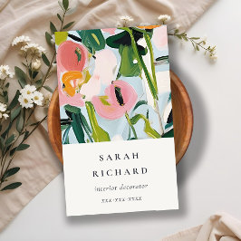 Chic Boho Kleurrijke Roze Blauw Groen Geschilderde Visitekaartje