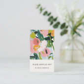 Chic Boho Kleurrijke Roze Blauw Groen Geschilderde Visitekaartje (Staand voorkant)