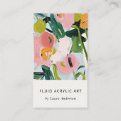 Chic Boho Kleurrijke Roze Blauw Groen Geschilderde Visitekaartje (Voorkant)