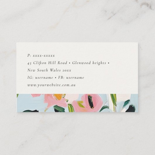 Chic Boho Kleurrijke Roze Blauw Groen Geschilderde Visitekaartje (Achterkant)