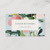 Chic Boho Kleurrijke Roze Blauw Groen Geschilderde Visitekaartje (Voorkant)
