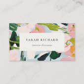 Chic Boho Kleurrijke Roze Blauw Groen Geschilderde Visitekaartje (Voorkant)