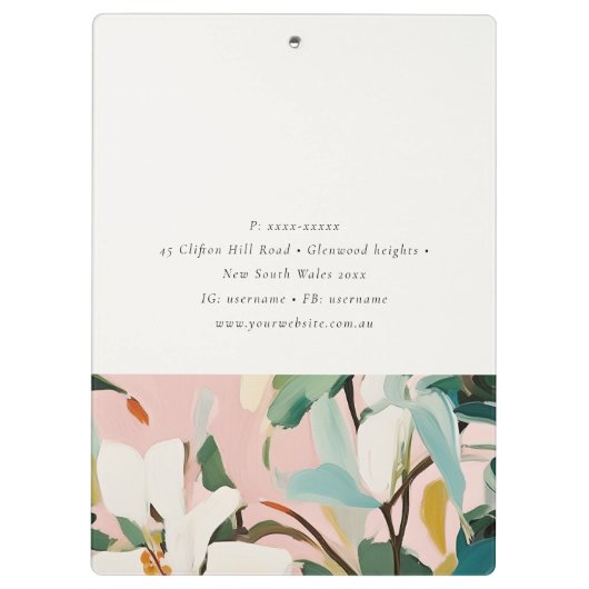 Chic Boho Kleurrijke Roze Blauwgroen Groen Geschil Klembord (Achterkant)