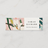 Chic Boho Kleurrijke Roze Blauwgroen Groen Geschil Mini Visitekaartje (Voorkant)