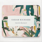 Chic Boho Kleurrijke Roze Blauwgroen Groen Geschil Muismat (Voorkant)