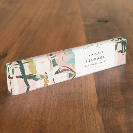 Chic Boho Kleurrijke Roze Blauwgroen Groen Geschil Naambordje