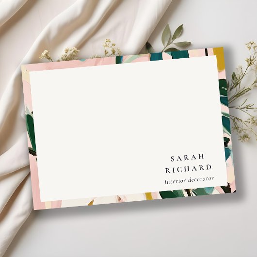 Chic Boho Kleurrijke Roze Blauwgroen Groen Geschil Notitiekaartje