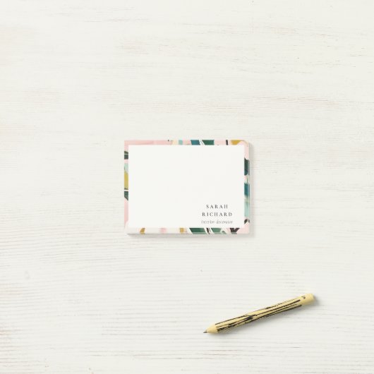 Chic Boho Kleurrijke Roze Blauwgroen Groen Geschil Post-it® Notes (Op bureau)