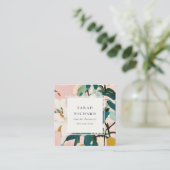 Chic Boho Kleurrijke Roze Blauwgroen Groen Geschil Vierkante Visitekaartje (Staand voorkant)