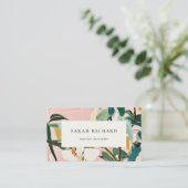 Chic Boho Kleurrijke Roze Blauwgroen Groen Geschil Visitekaartje (Staand voorkant)