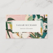 Chic Boho Kleurrijke Roze Blauwgroen Groen Geschil Visitekaartje (Voorkant)