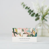 Chic Boho Kleurrijke Roze Blauwgroen Groen Geschil Visitekaartje (Staand voorkant)