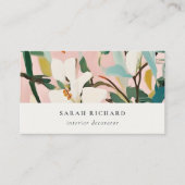 Chic Boho Kleurrijke Roze Blauwgroen Groen Geschil Visitekaartje (Voorkant)