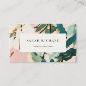Chic Boho Kleurrijke Roze Blauwgroen Groen Geschil Visitekaartje (Voorkant)