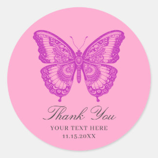 Chic Boho  Lavendel Vlinder Dank je Ronde Sticker