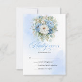 Chic Boho Light Blue Peonies Eucalyptus RSVP Kaartje (Voorkant)