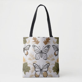 Chic boho line art abstracte vector vlinders tote bag
