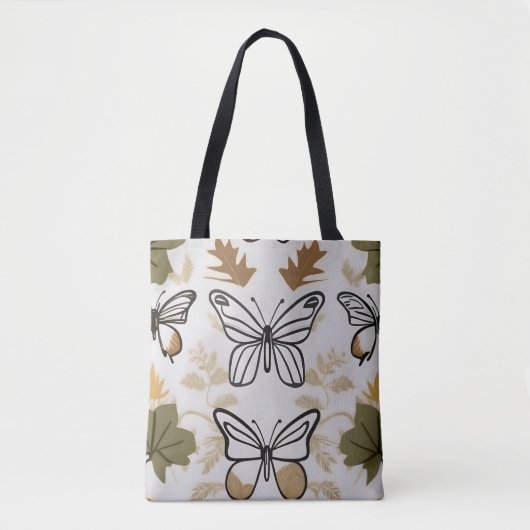 Chic boho line art abstracte vector vlinders tote bag (Voorkant)