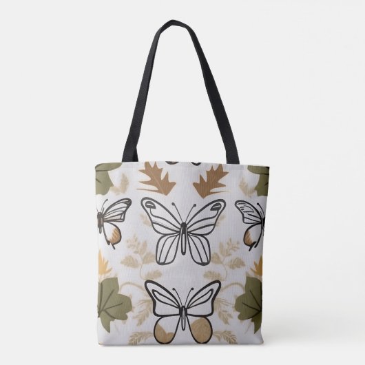 Chic boho line art abstracte vector vlinders tote bag (Achterkant)
