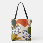 Chic boho line art abstracte vectorkikkers tote bag (Achterkant)