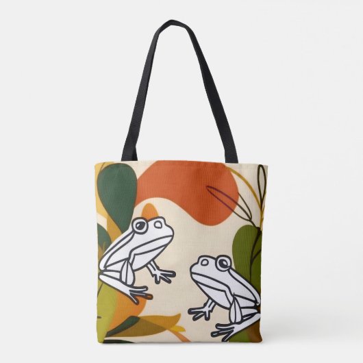Chic boho line art abstracte vectorkikkers tote bag (Achterkant)