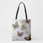 Chic boho line art abstracte vlinders tote bag (Voorkant)