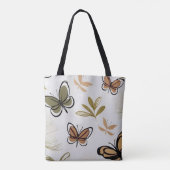 Chic boho line art abstracte vlinders tote bag (Achterkant)