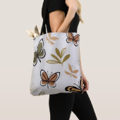 Chic boho line art abstracte vlinders tote bag (Dichtbij)