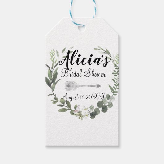 Chic Boho Loof Bruidsdouche Cadeaulabel (Voorkant)