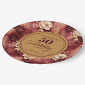 Chic Boho Marsala Blush Gold 50e verjaardag Papieren Bordje (Gekanteld)