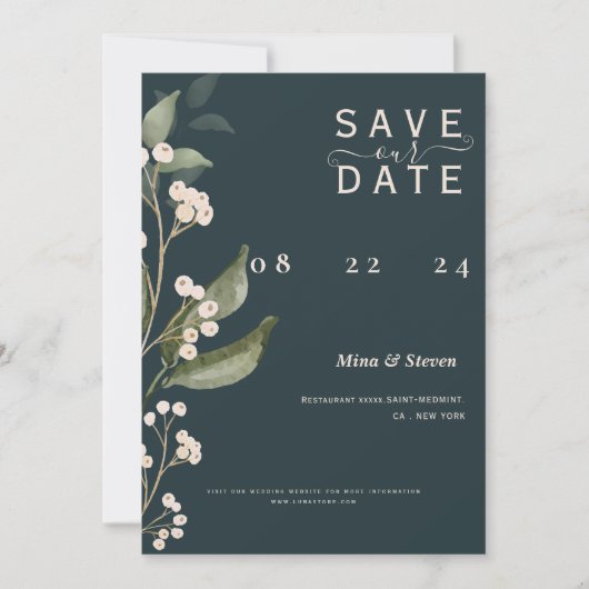 Chic Boho Minimalist Botanical green bewaar de dat Kaart (Voorkant)
