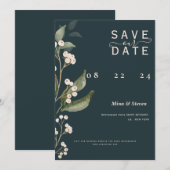 Chic Boho Minimalist Botanical green bewaar de dat Kaart (Voorkant / Achterkant)