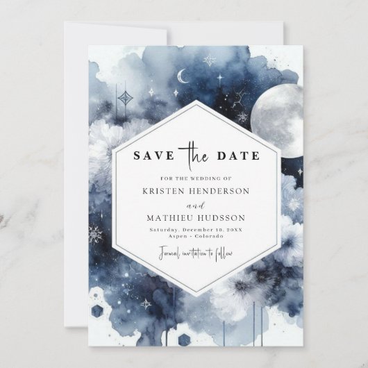 Chic Boho Moonlit bruiloft Save The Date (Voorkant)