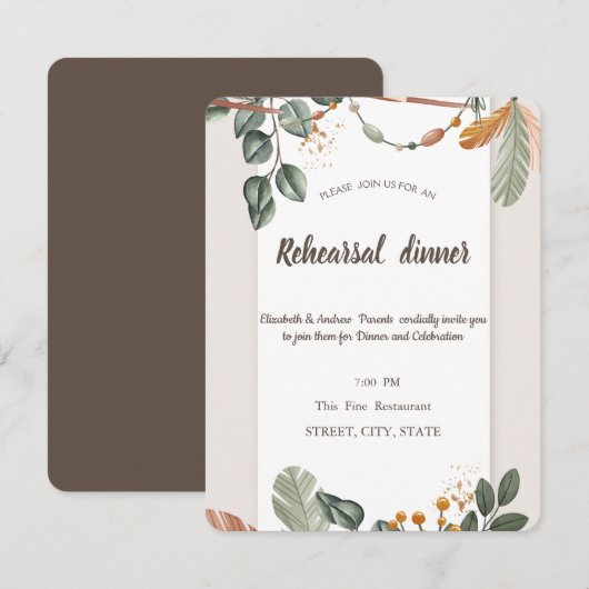 Chic Boho Oefendiner Kaart (Voorkant / Achterkant)