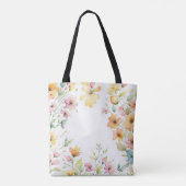 Chic Boho Oranje Roze Waterverf Wildflowers Tote Bag (Achterkant)