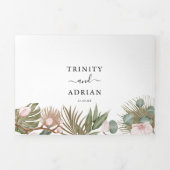 Chic Boho Orchids & Tropcal Dried Leaves Wedding Drieluik Uitnodiging (Cover)