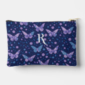 Chic Boho Paarse vlinderpatroon Monogram Etui (Achterkant)