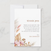 Chic Boho Pampas Grass Baby shower bedankje Kaart (Voorkant)