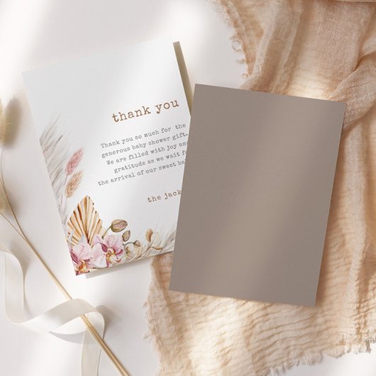 Chic Boho Pampas Grass Baby shower bedankje Kaart