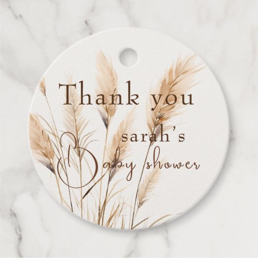 Chic boho Pampas grass Baby shower Bedankjes Labels (Voorkant)