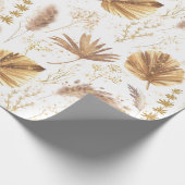 Chic Boho Pampas Grass Palm Leaves Faux Glitter Cadeaupapier (Hoek)