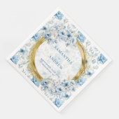 Chic Boho Pastel Blauw Goud Glitter Trouwservetten Servet (Hoek)