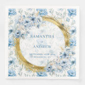 Chic Boho Pastel Blauw Goud Glitter Trouwservetten Servet (Voorkant)