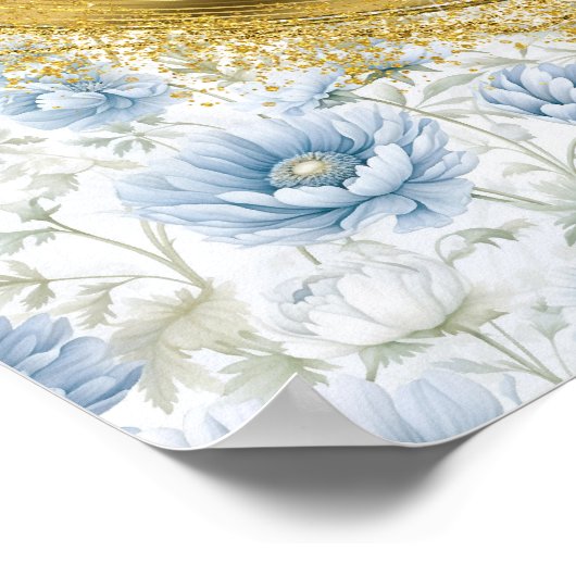 Chic Boho Pastel Blauw Goud Trouwen Custom Tafelbl Poster (Hoek)