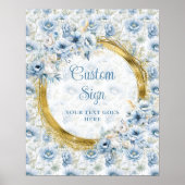 Chic Boho Pastel Blauw Goud Trouwen Custom Tafelbl Poster (Voorkant)