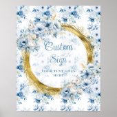 Chic Boho Pastel Blauw Goud Trouwen Custom Tafelbl Poster (Voorkant)