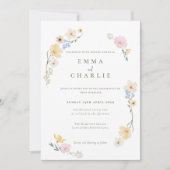 Chic Boho Pastel Bloemen Foto Huwelijk Kaart (Voorkant)