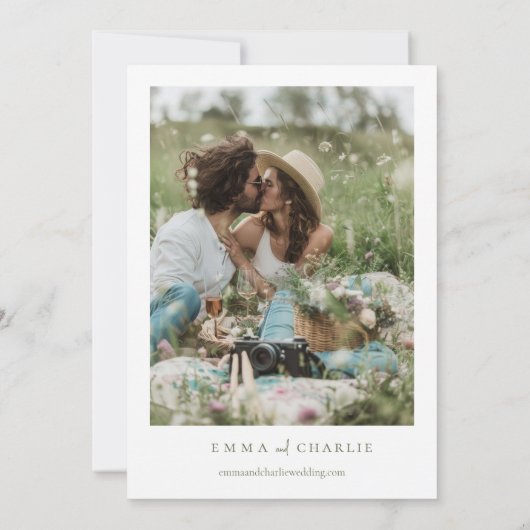 Chic Boho Pastel Bloemen Foto Huwelijk Kaart (Achterkant)